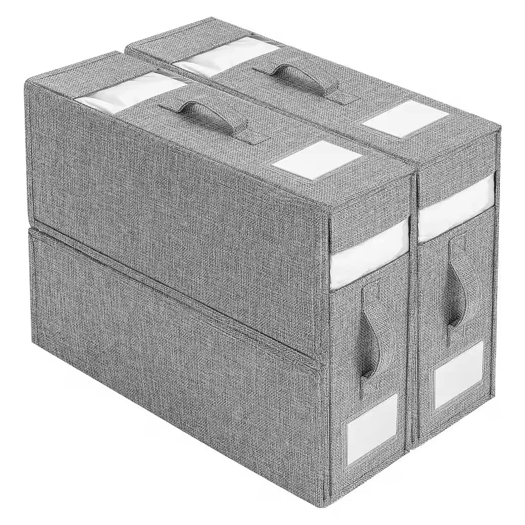 HEYHIPPO Aufbewahrungsbox 2er Set faltbar Unterbett Bettlaken grau