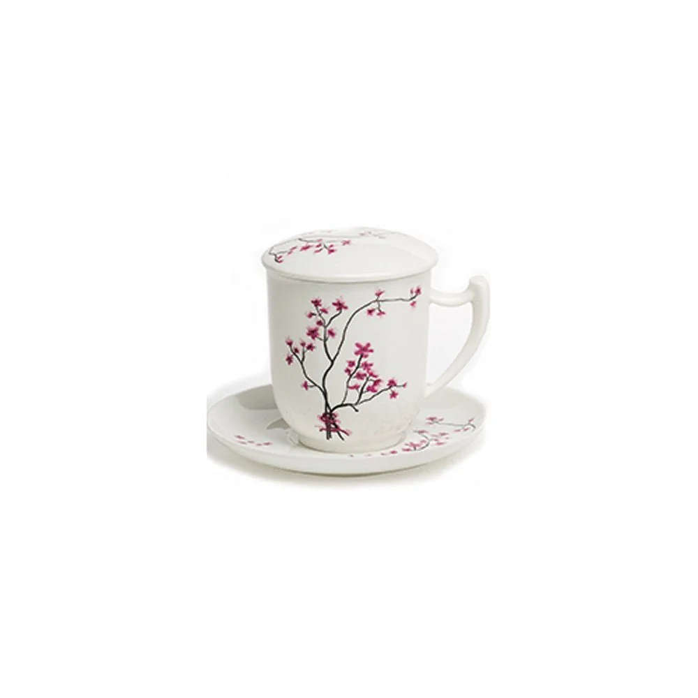 TEALOGIC TeaLogic Teetasse Cherry Blossom mit Filter und Untertasse