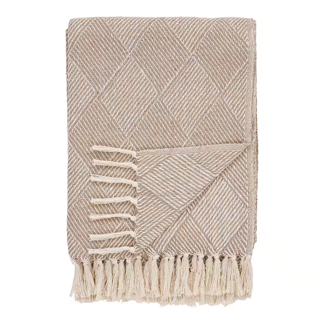 TINKARO Plaid Plaider Bursa Wohndecke 180 x 130 cm Taupe