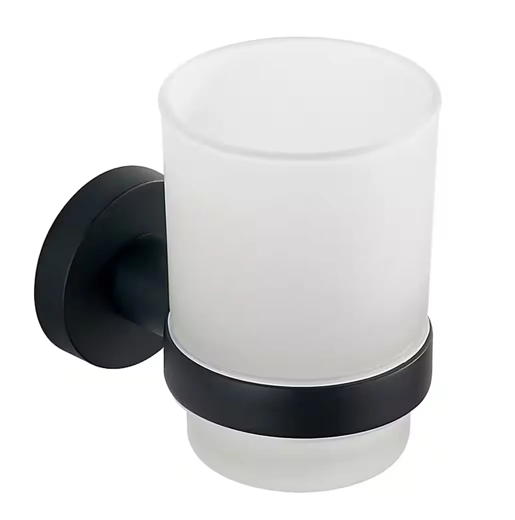 AQUALINE SAMBA Zahnputzbecher aus Milchglas, schwarz matt SB204