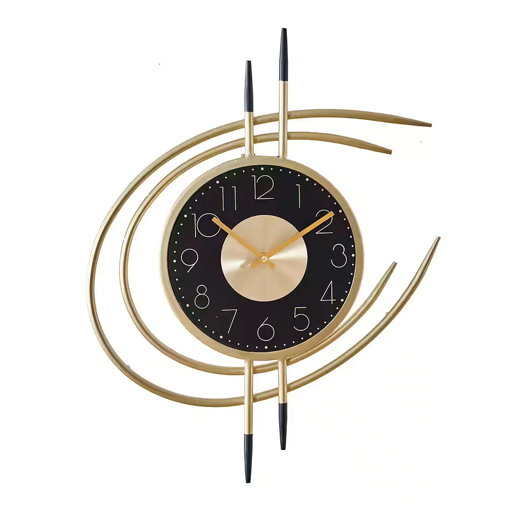 K&L WALL ART Wanduhr aus Aluminium Goldoptik modern ohne Ticken