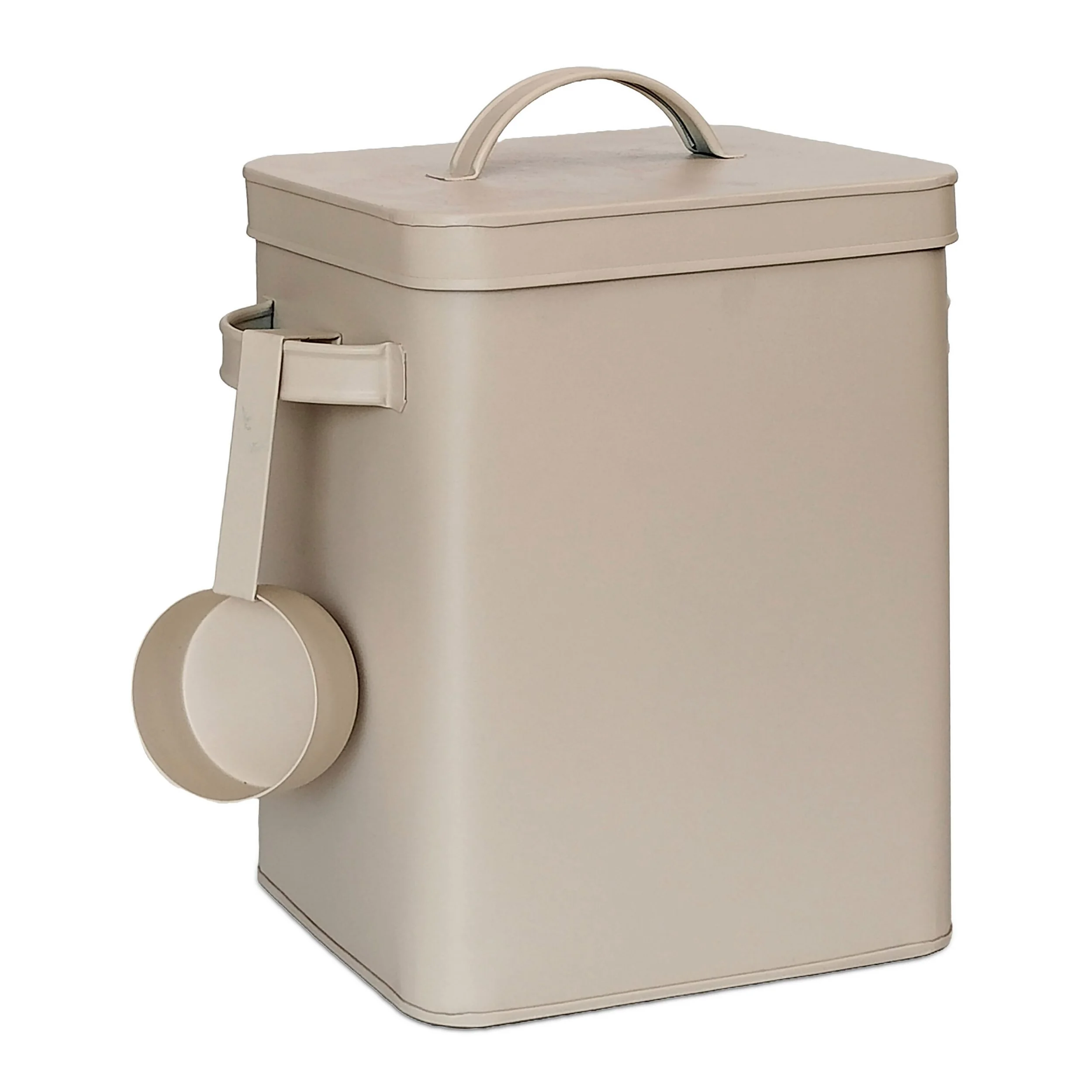 Relaxdays Vorratsdosen 2er Set luftdicht Metall mit Löffel beige