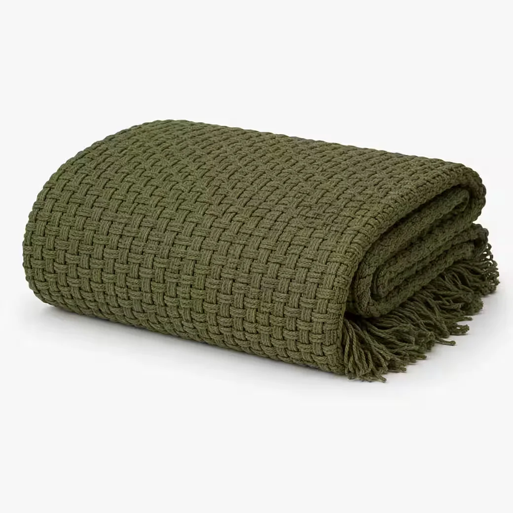 Mica Decorations Cosenza Plaid Kuscheldecke 180 x 130 cm dunkelgrün
