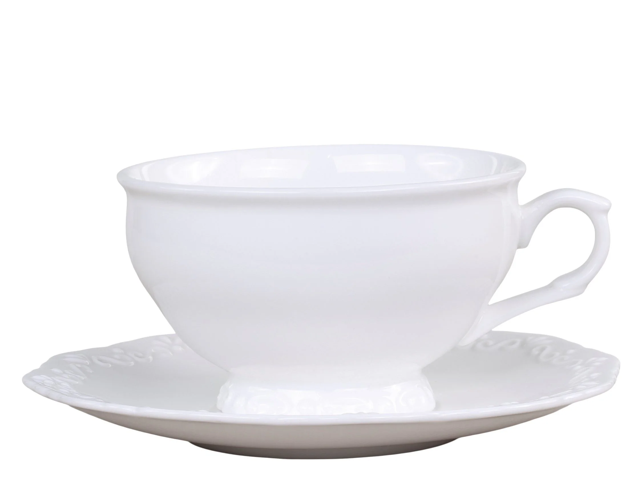 CHIC ANTIQUE Teetasse PROVENCE mit Untertasse Porzellan Weiß