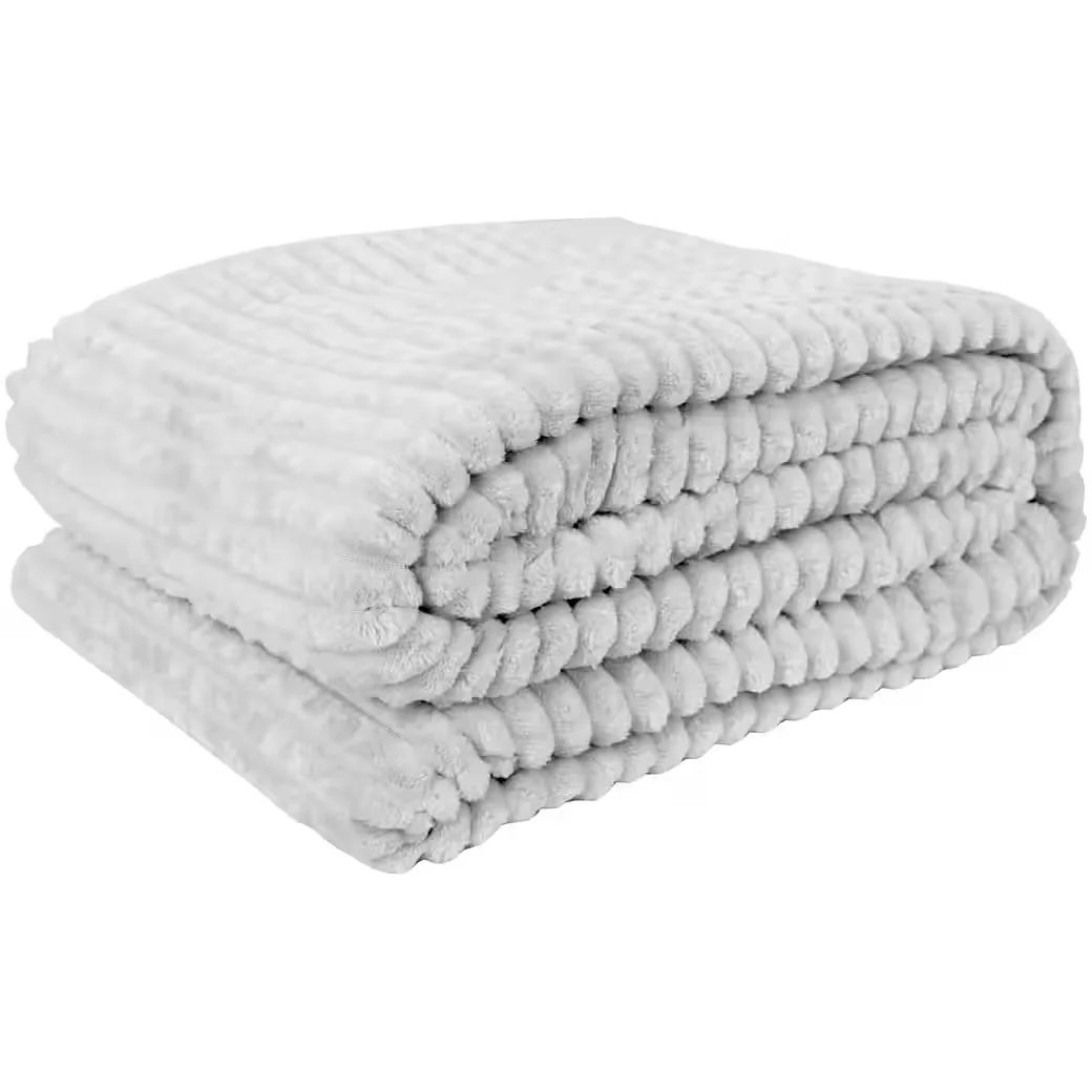 Bestlivings Wohndecke Jacquard Flanell in Cord-Optik Sofadecke