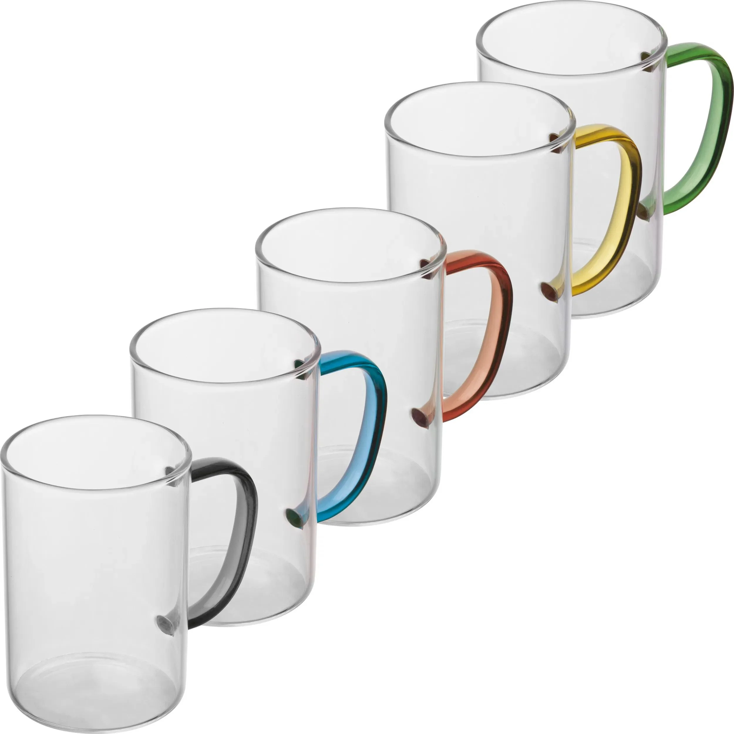 MACMA Glas Kaffeetassen Teetassen 250 ml 5er Set 5 Farben sortiert