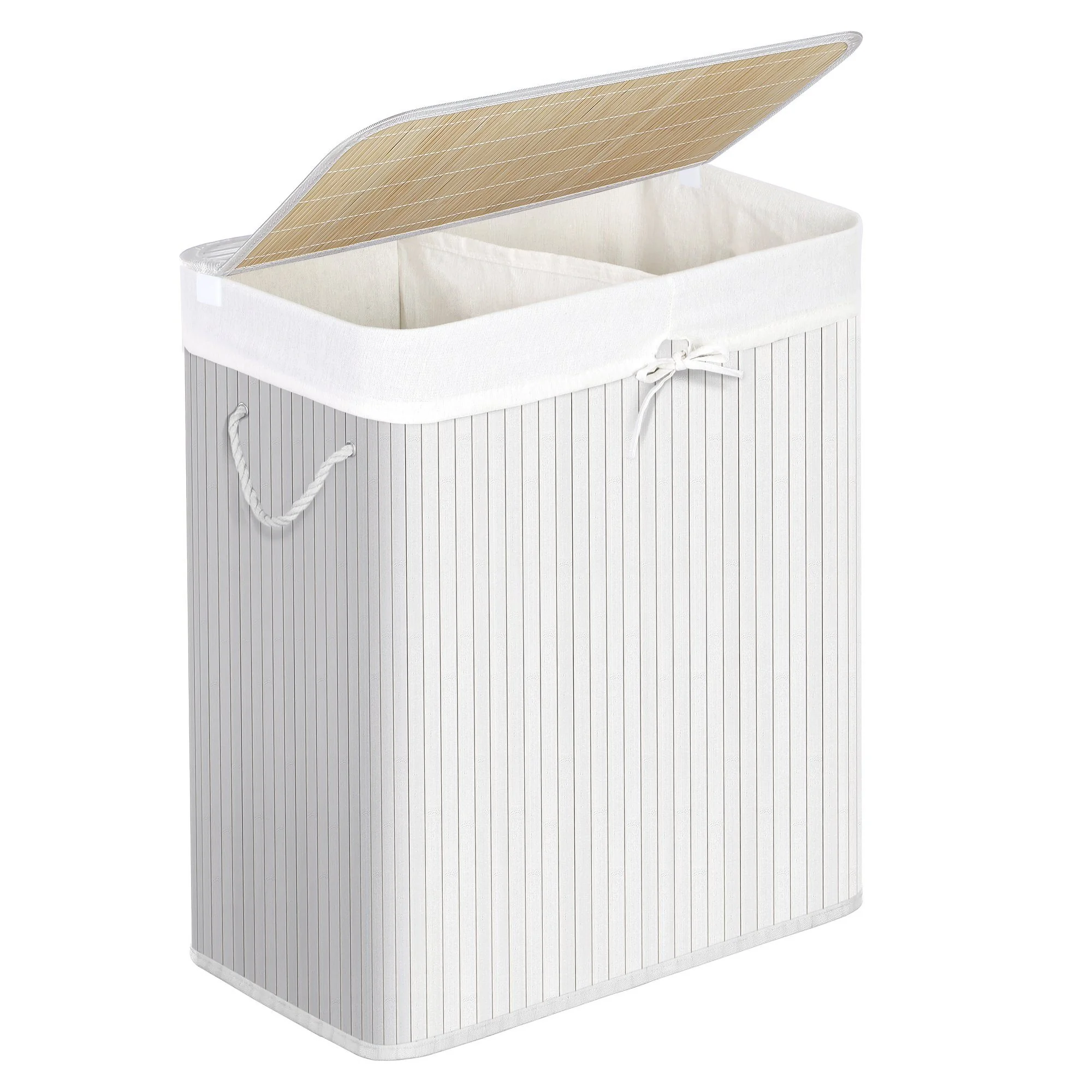 SONGMICS Wäschekorb Wäschesammler 2 Fächer 100 L, faltbar, 52x32x61 cm